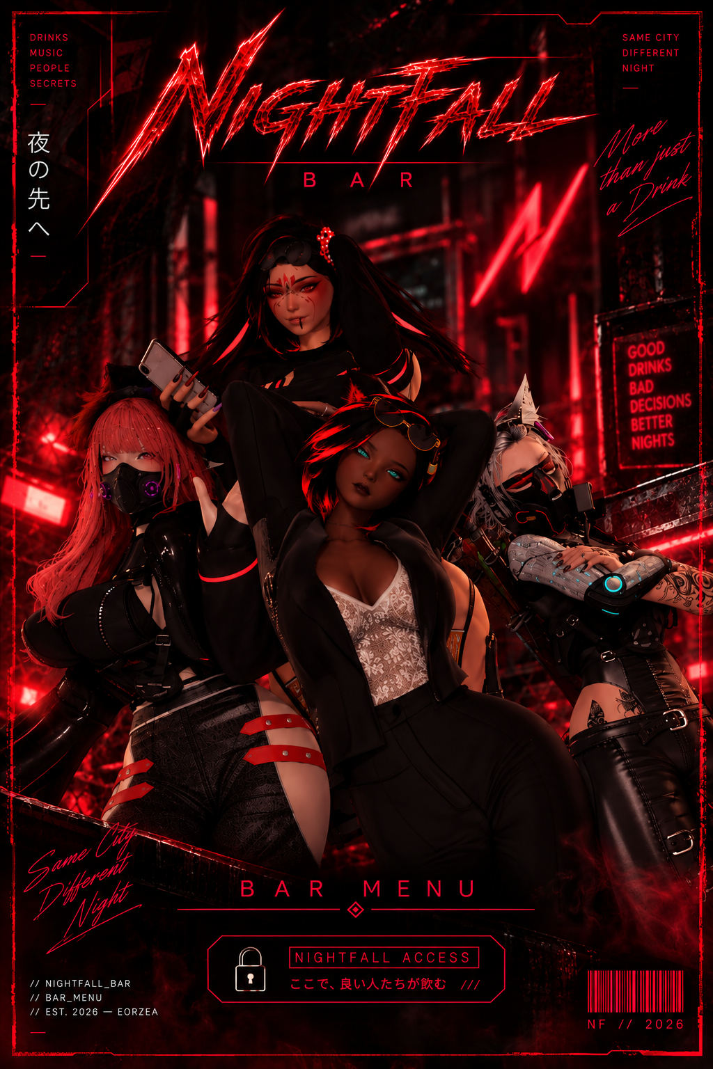 Affiche Nightfall Bar, Bar Menu